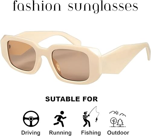 Miniatura 4 de DUPER retro rectangle sunglasses men women. 90's trendy irregular hexagon rectangular chunky wide frame, UV