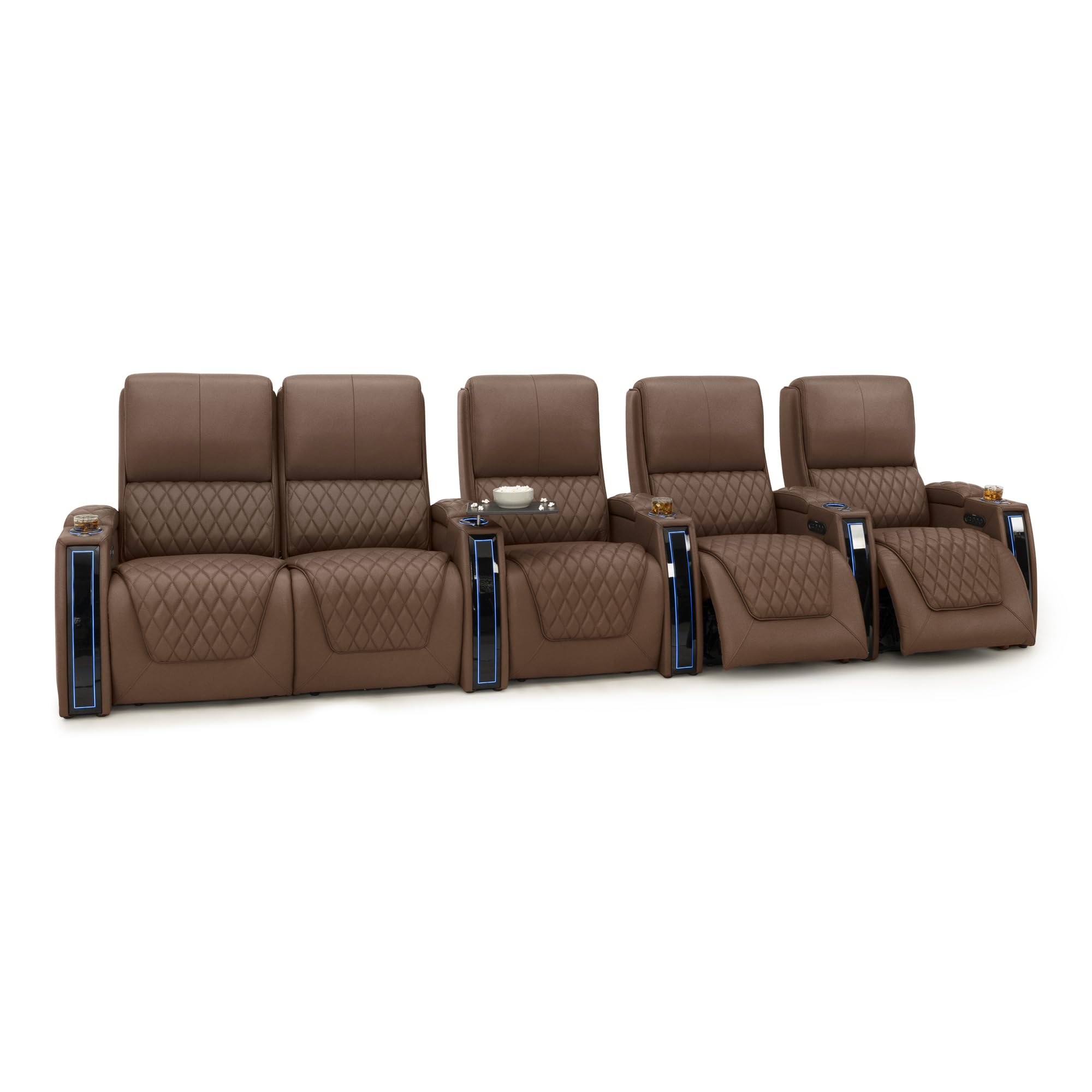 Seatcraft Apex Home Theater Seating Tobacco Row of 5 Left Loveseat