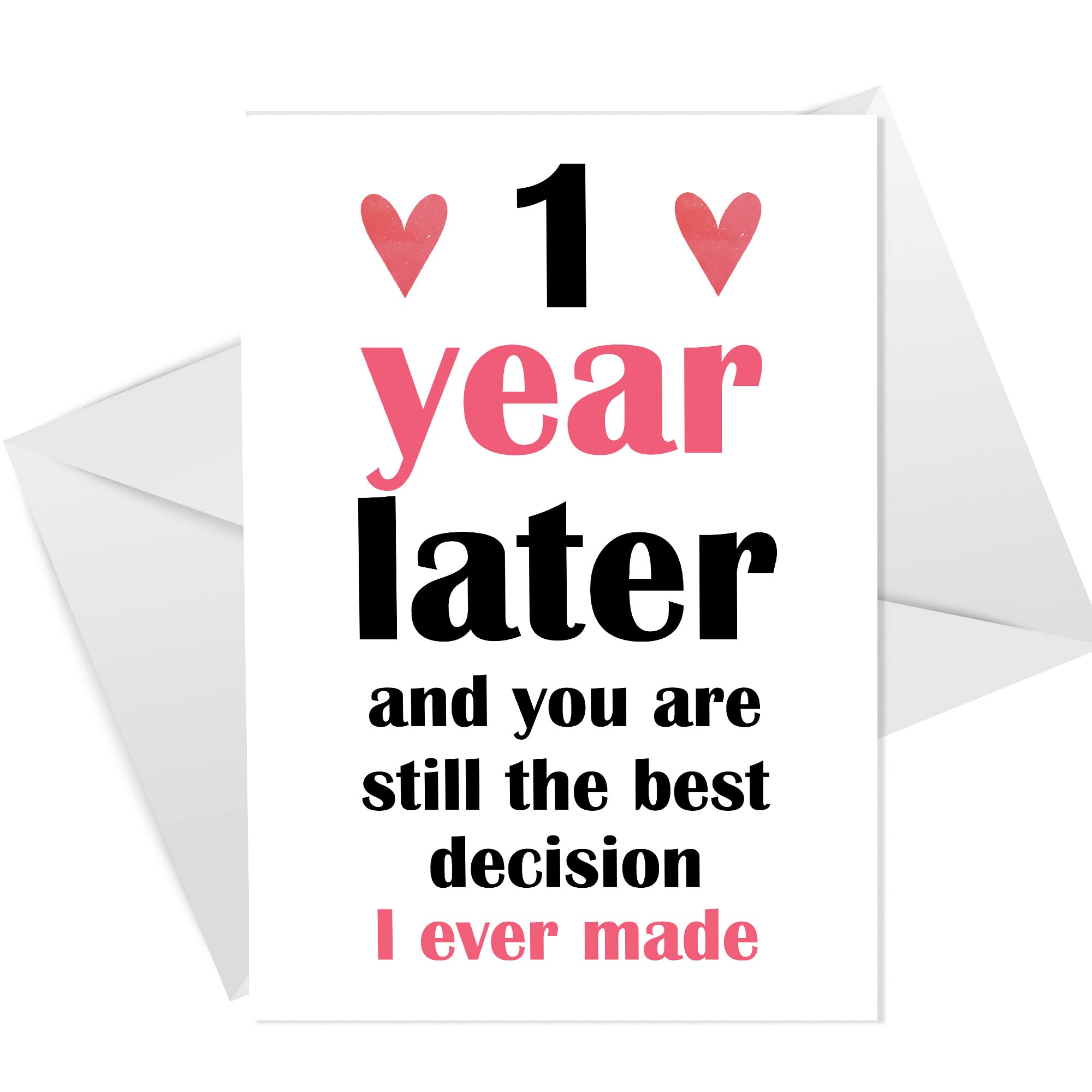 RED OCEAN Funny 1st Anniversary Card BEST DECISION Anniversary Card for Girlfriend Boyfriend Wife Husband Partner Friend Him Her