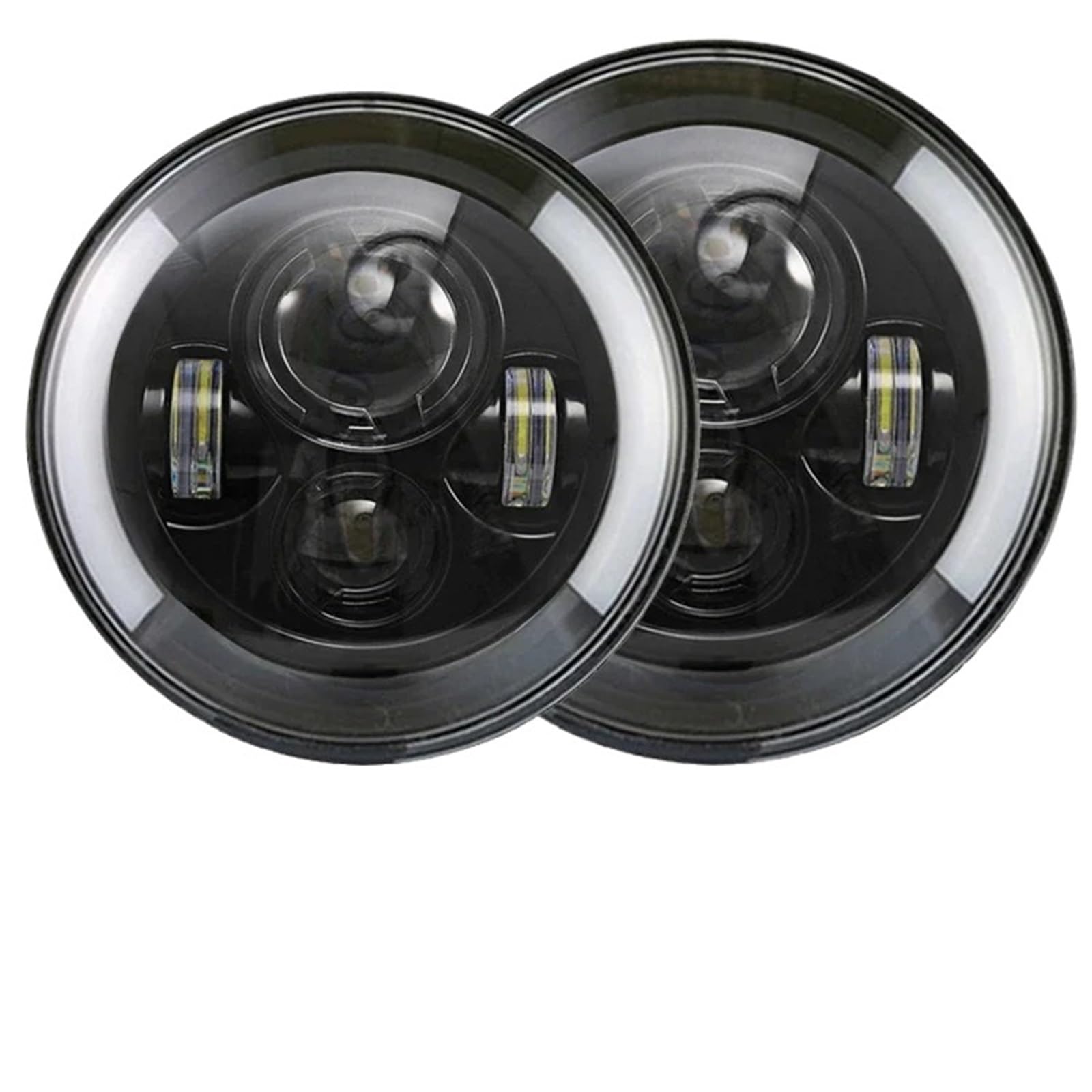 Zestaw reflektorów Reflektory Do miejskich Do JK 4x4 2 szt. Samochodów 7 "Reflektor Hi/Low H4 Kąt Halo Oczy(2 pcs Half-7inch)
