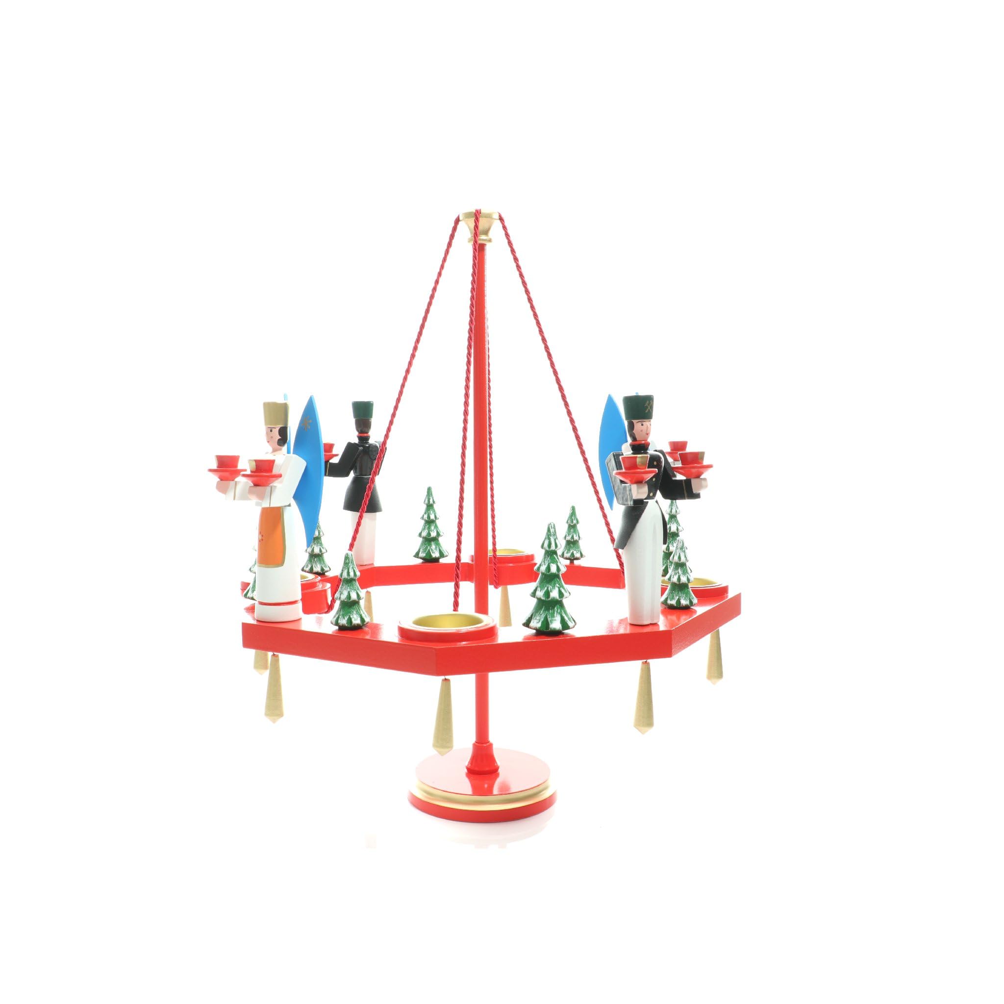 Rudolphs Schatzkiste Kerzenhalter Tischkranz rot Engel und Bergmann BxT = 38x38cm NEU Adventskranz Kerze Kerzenleuchter Leuchter Wachskerze Kirche Holz Weihnachten Seiffen Erzgebirge Deko