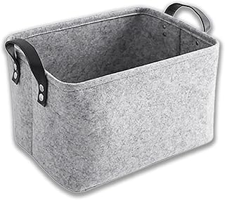 Collapsible Laundry Baskets - Large Laundry Hamper with Leather Handles, Heavy Duty Felt Clothes Hamper, Dirty Laundry Basket/Hamper, Storage Basket for Toys Clothes, Storage Bin for Laundry Room