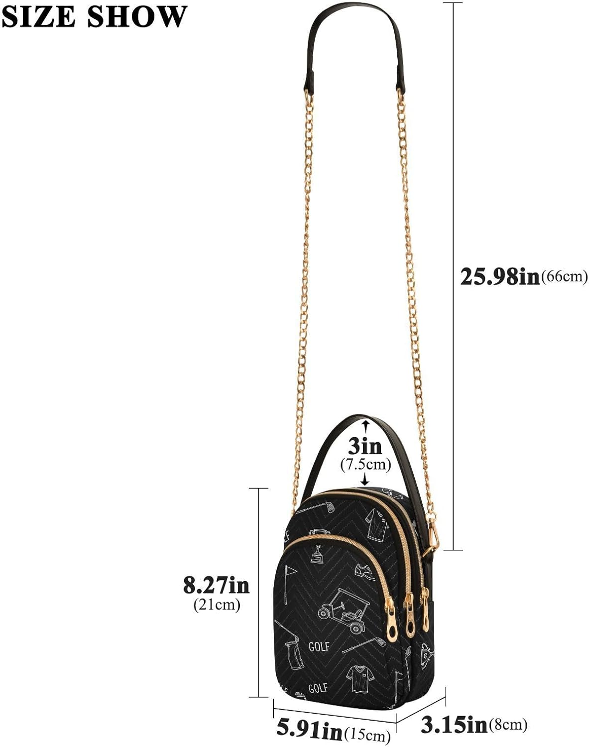 MCHIVER Golf Crossbody Bag for Women Cell Phone Purse Wallet with Removable Chain Shoulder Handbag