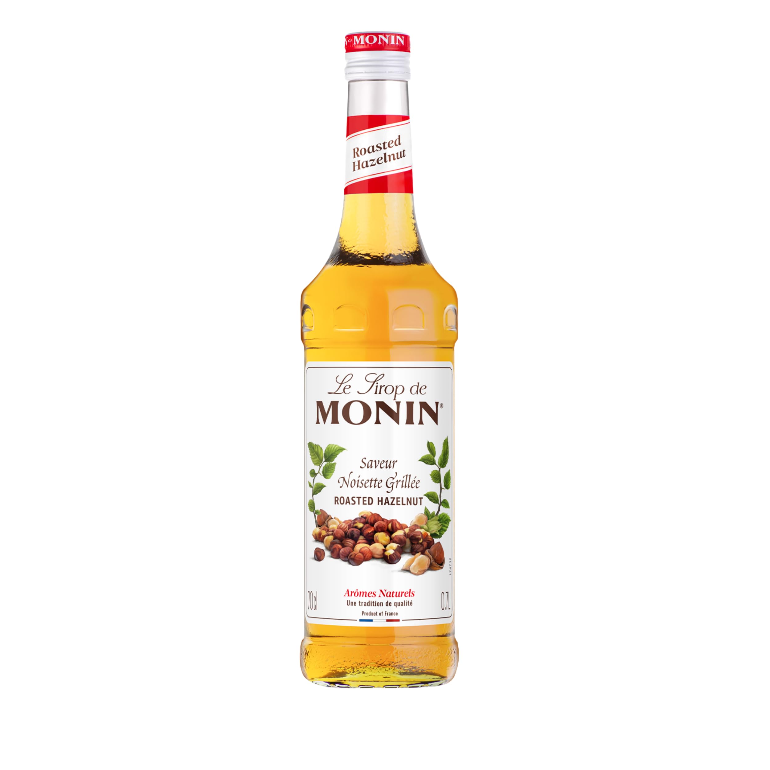 MONIN Premium Roasted Hazelnut Syrup 700ml for Coffees, Frappes and Cocktails. Vegan-Friendly, 100% Natural Flavours and Colourings.