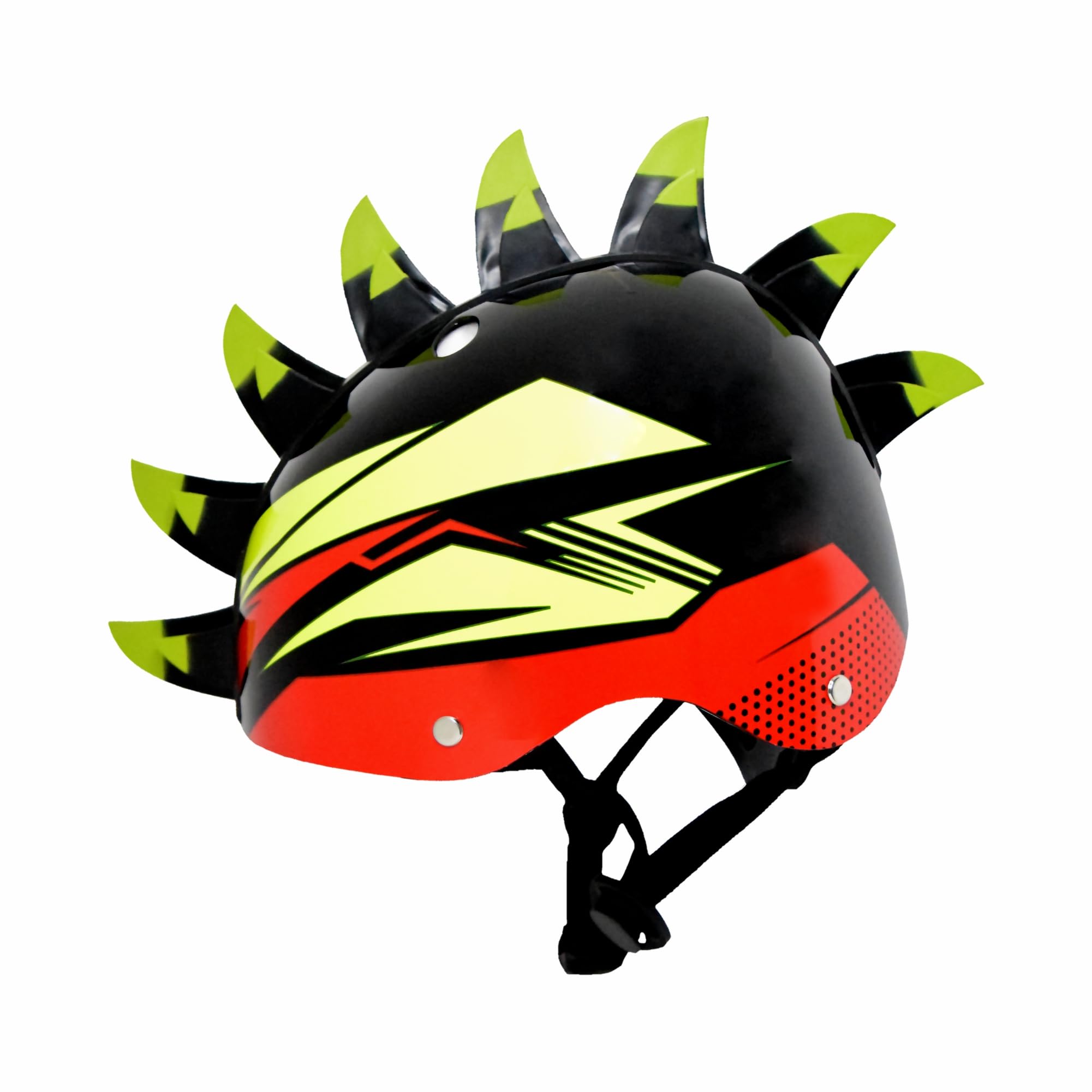 STREETJAM Kids Cycle Helmet, Finhawk Open Face Sports Helmet, Hard PP Outer Shell, EPS Inner Comfort Linner case, Adjustable Strap & Dial, Multi air Vents, Unisex Helmet (8-13 Years, Black(Green, Red)-image-15