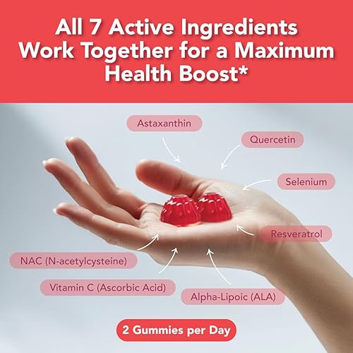 Miniatura 4 de NACsentials - Gomitas de 600 mg de NAC y N-acetil cisteína, mezcla antioxidante esencial para defensa celular y salud de la piel, con vitamina C,