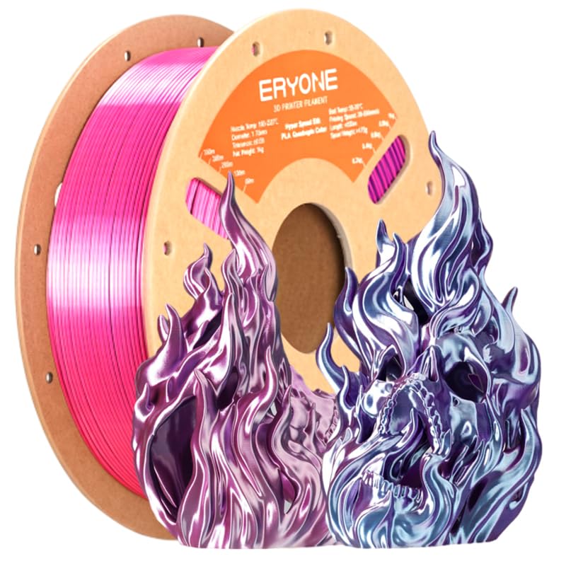 Image of ERYONE Silk Filament PLA+ 1.75mm Shiny 3D Printer Filament, Multicolor PLA 4 in 1, 1kg (2.2LBS) /Spool, HS Silk Quadruple Color Cold Fire Night(Deep Purple & Magenta & Pink & Sky Blue)