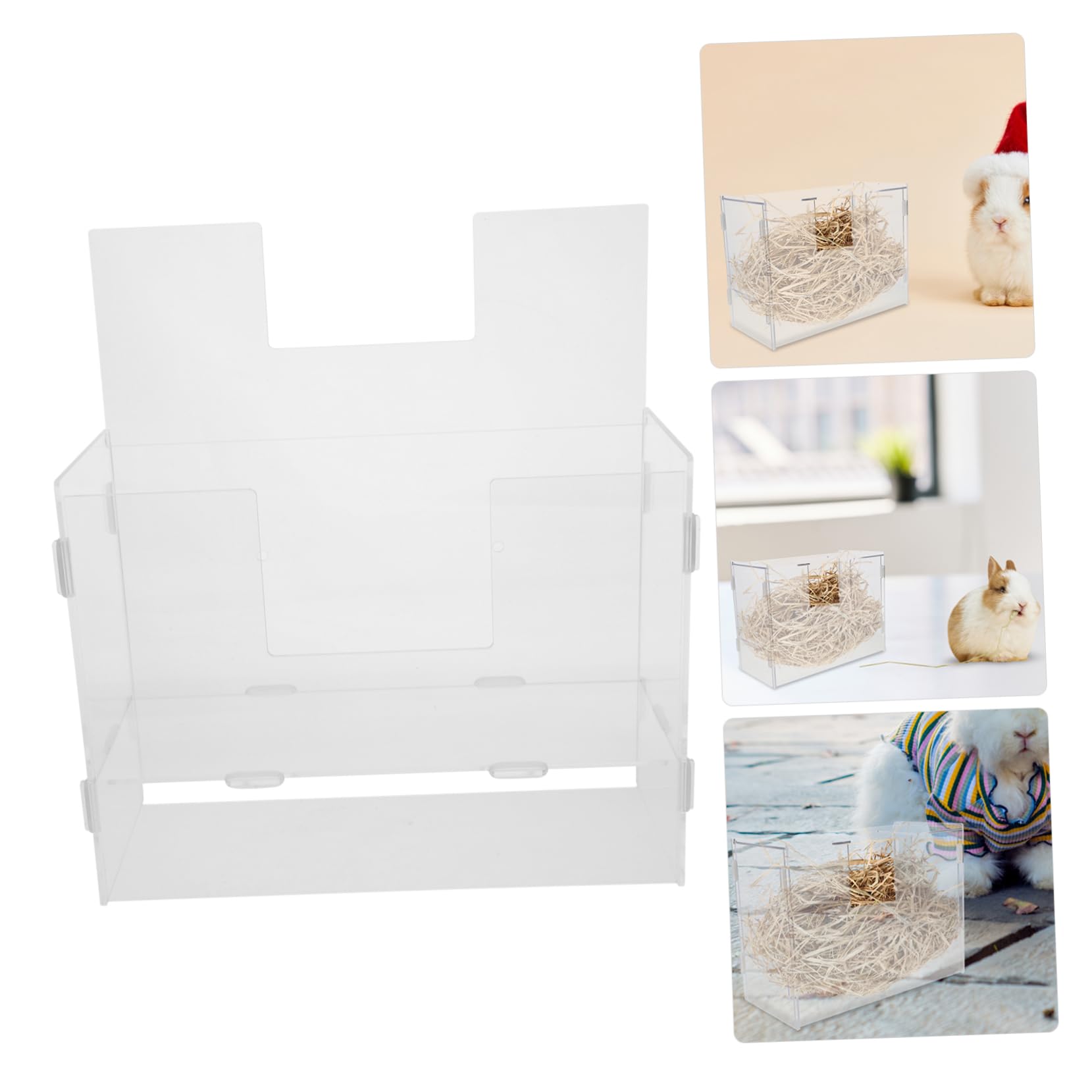 Acryl Heuspender mit Futterrille und Großer Kapazität für Kleintiere