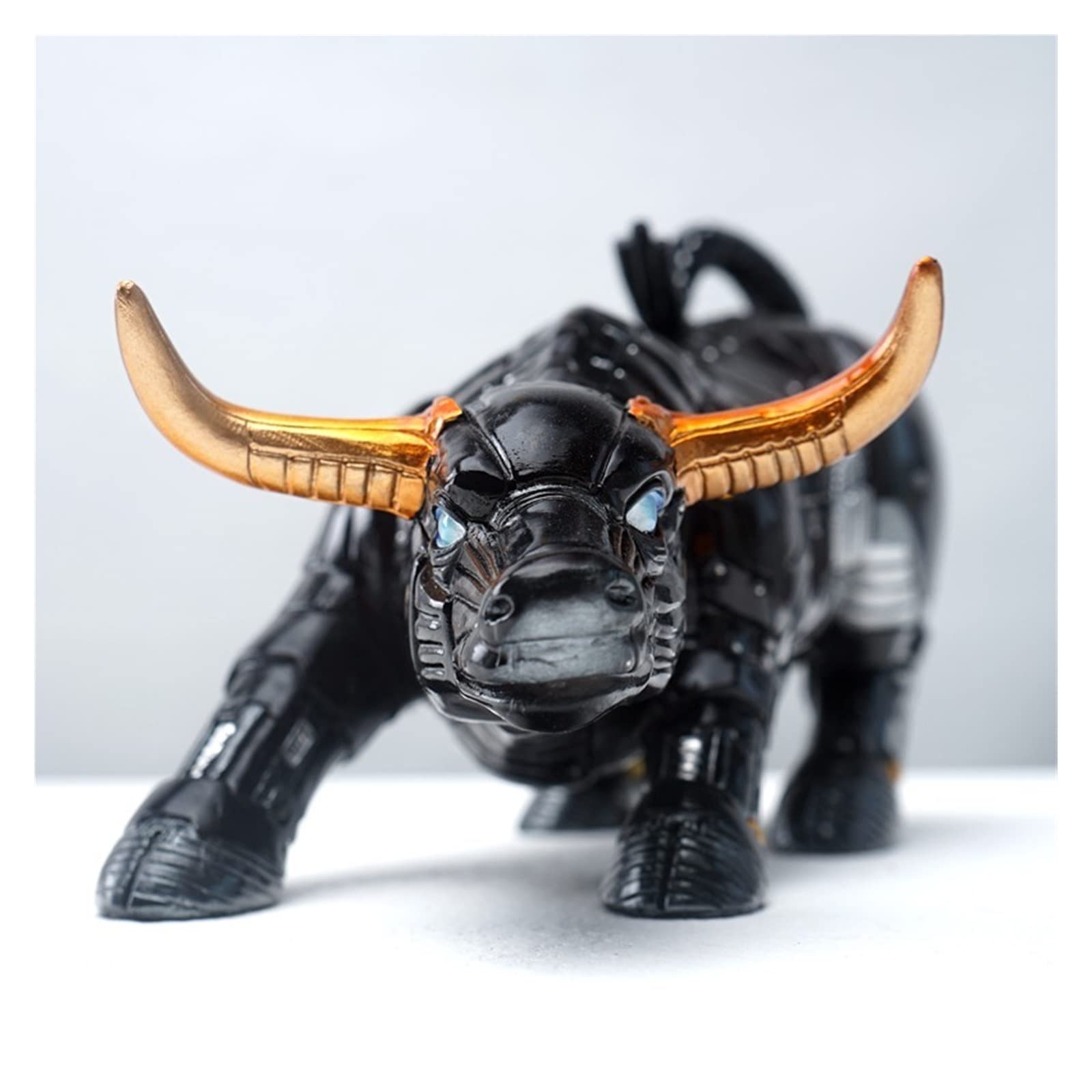 taureau, statue bœuf géométrique en résine, figurine d'animal abstraite, bétail, décoration table pour la maison, le bureau, l'hôtel, d'affaires 35 x 10 x 20,5 cm