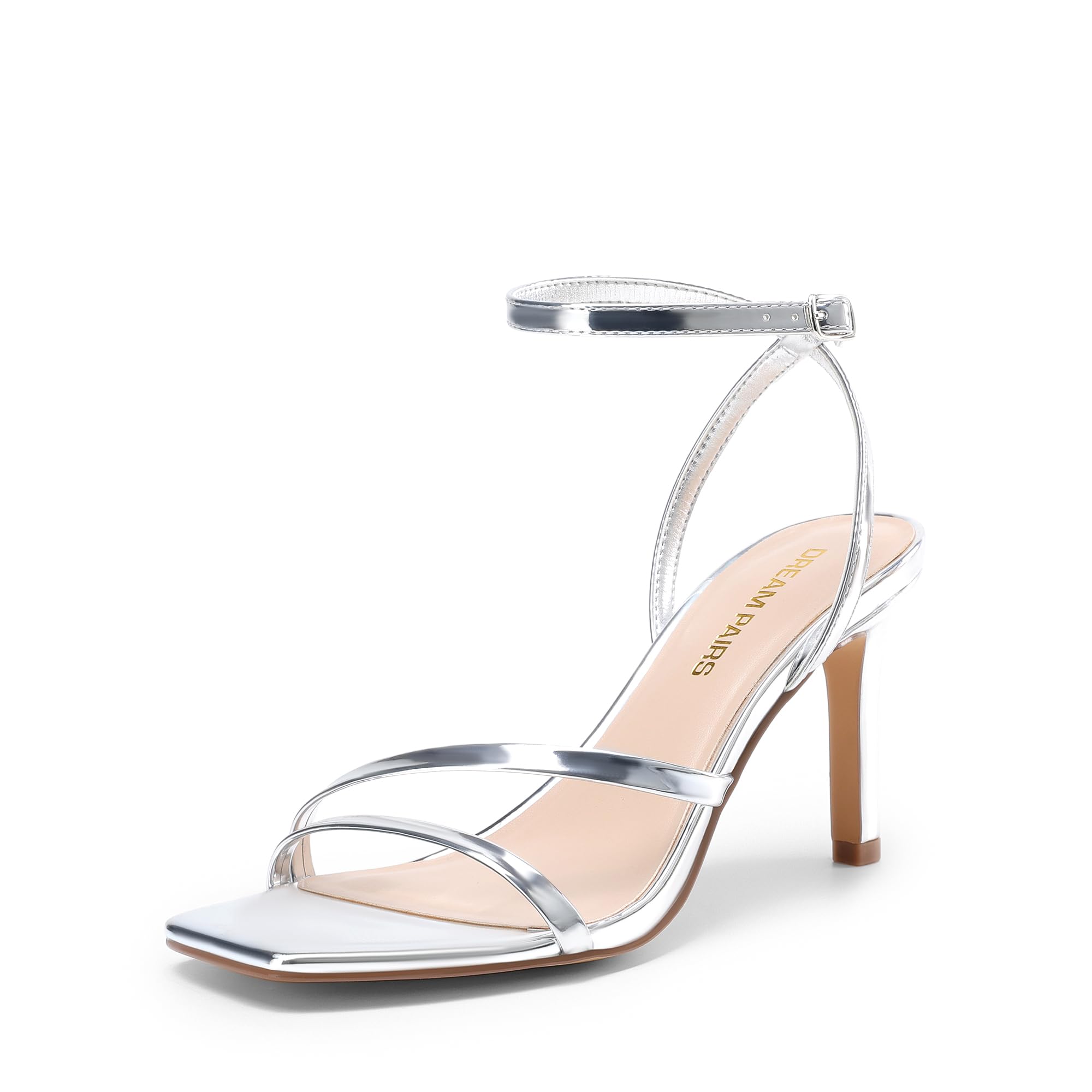 DREAM PAIRS Sandali da donna con tacco a spillo, punta aperta, cinturino alla caviglia, sexy, comodi, per feste, matrimoni
