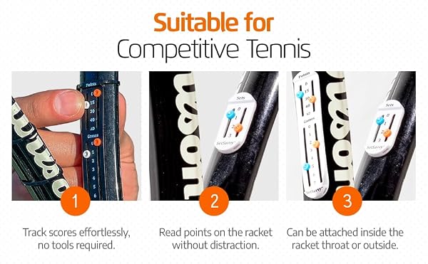 Tennis Score Keeper for Racket and Paddle, Tennis Score Counter, Easy-to-Mount Point Tracker for Recording Points, Games, and Sets, Featherweight Score Keeping Device, 2g (Black Two Pack) by SetSavvy - Image 5