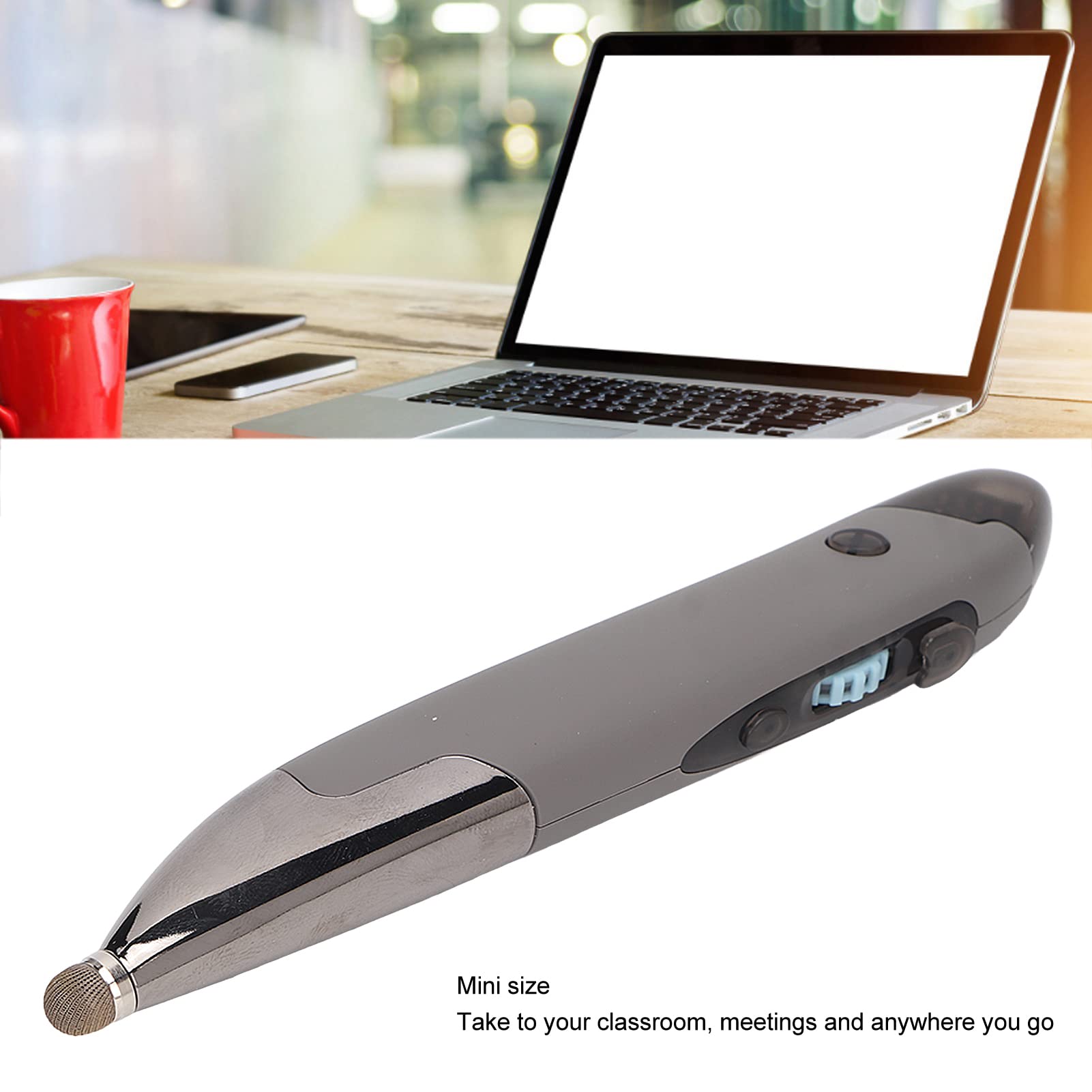 ADITAM Pocket Pen Mouse, Mouse Ottico Wireless con Penna con Ricevitore USB, Mouse ergonomico da 1600 DPI per PC Laptop Notebook (Blu) Double The Comfort