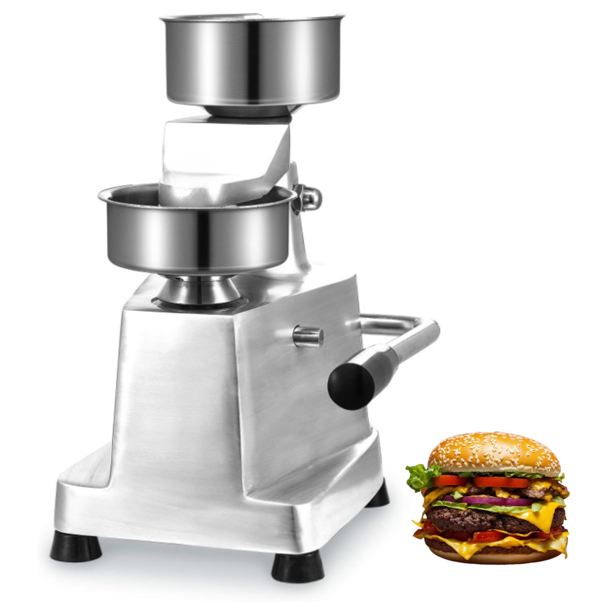 Pressa per hamburger manuale 130 mm – Modello da tavolo robusto – Acciaio inossidabile – Fabbricazione di bistecche uniformi – Strumento professionale per macellerie e ristoranti