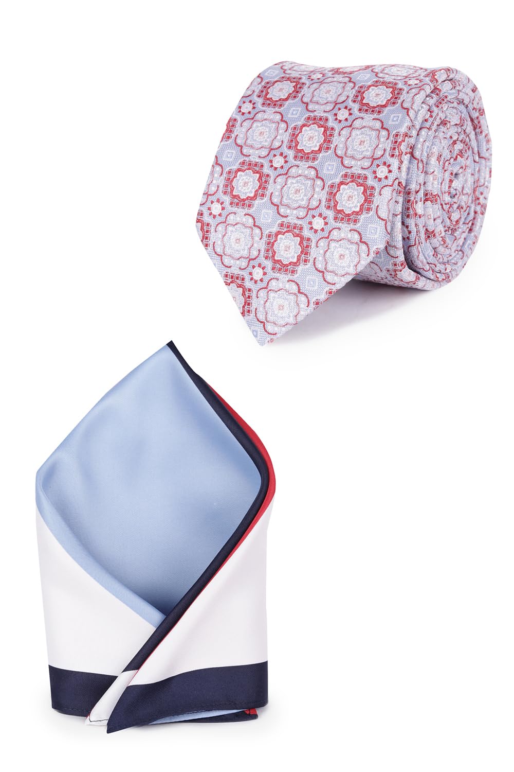 louis philippe Men Light Blue Embroidered Tie and Pocket Square-picture-35