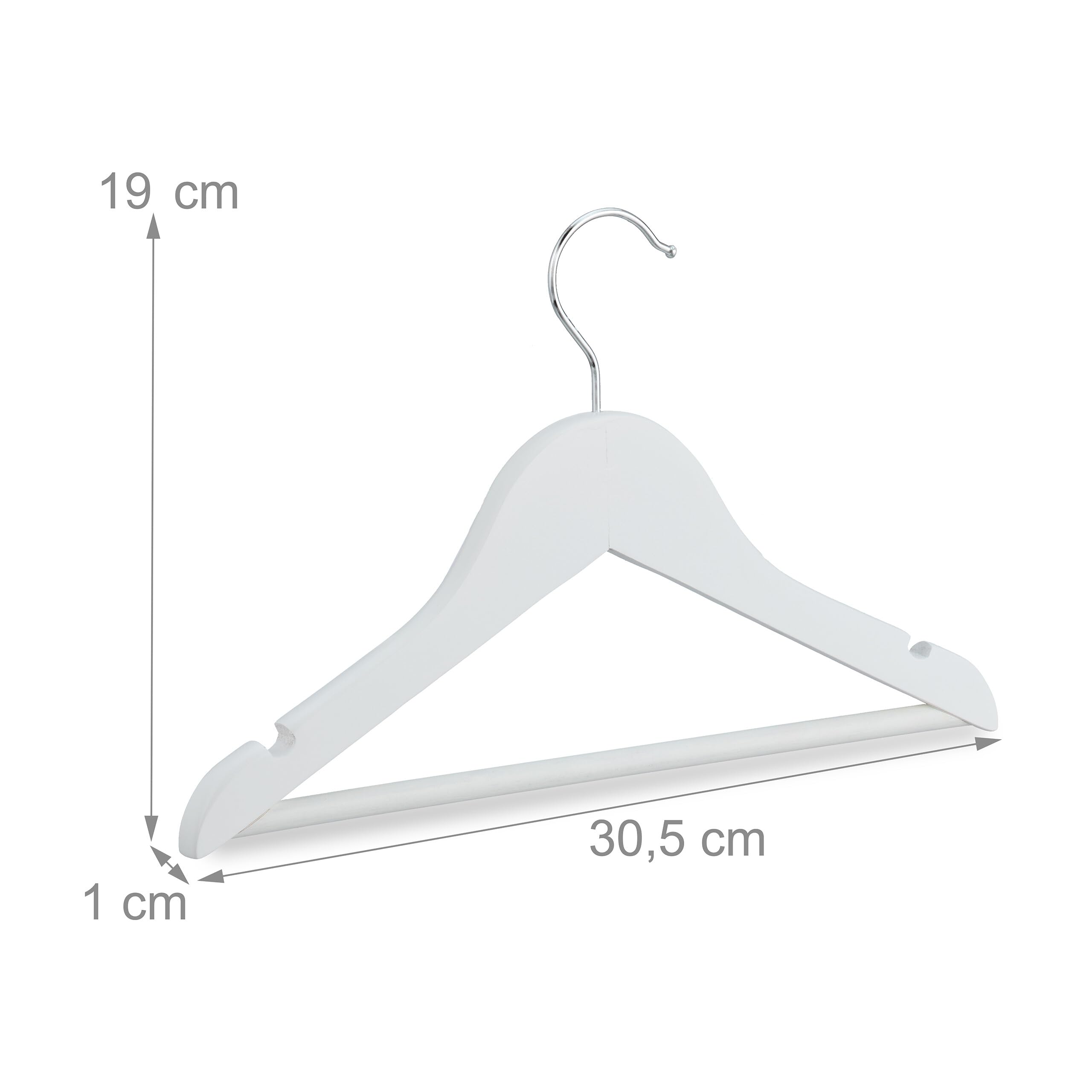 Relaxdays Cintres pour Enfants, Lot de 20 pièces, en Bois, Crochet pivotant, entretoise & encoches, Blanc