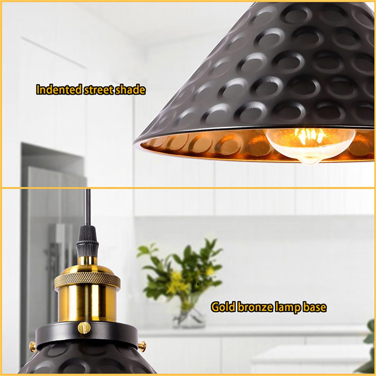 Lampada A Sospensione Vintage In Stile Rustico Con Paralume Nero