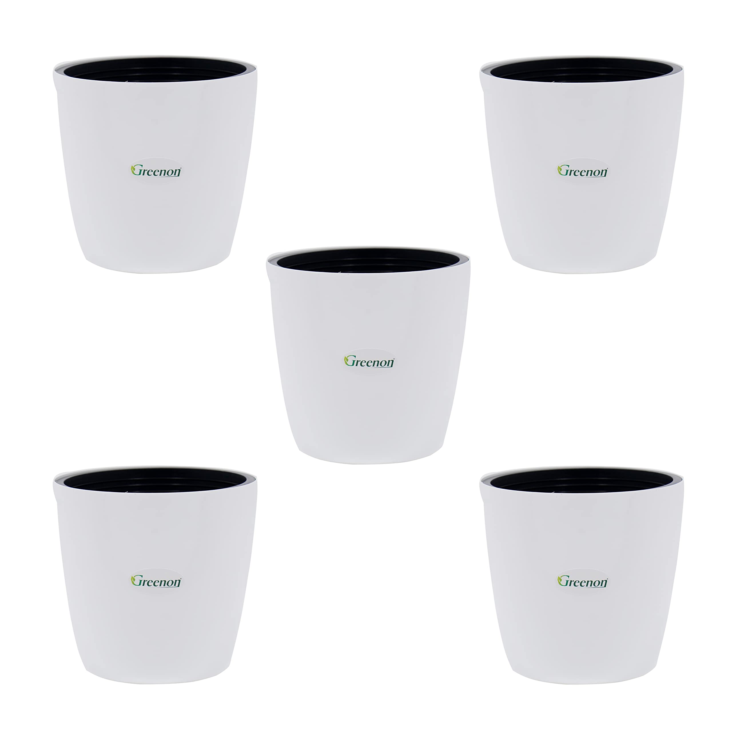 GREENON 6 Inch Plant Pot Pack of 5 (10 Pots) | Self Water | White Outer and Black Inner Planter | UnFadable Flower Pot | for Indoor and Balcony | UV Treated | Virgin Plastic Gamla (B09XFY2K2Y) Amazon Price History, Amazon Price Tracker