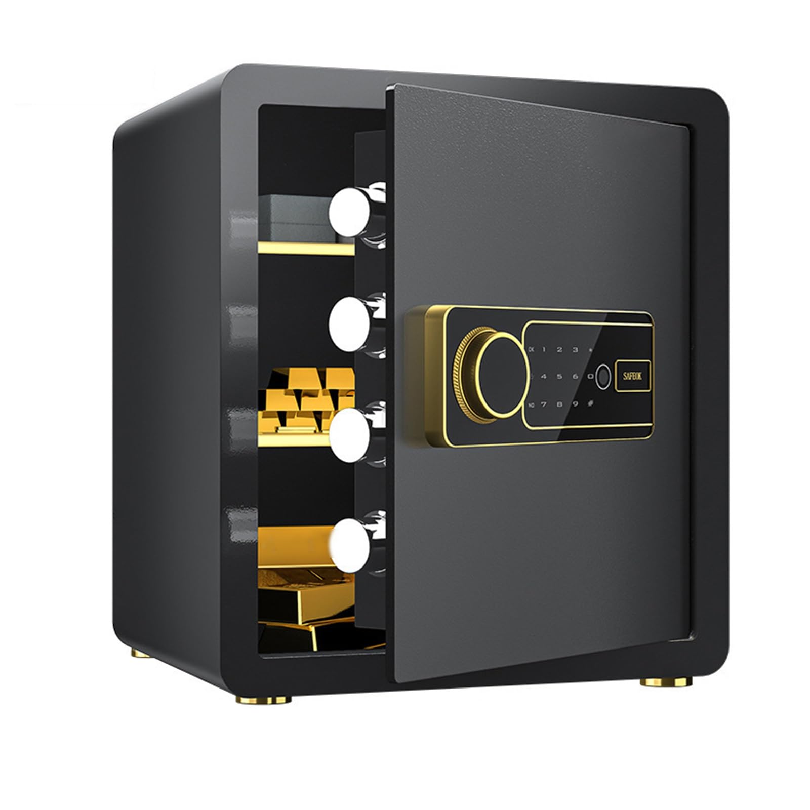 Cassaforte Piccola con Impronta Digitale Ignifugo Cassaforte Interamente In Acciaio con Touchscreen Intelligente Doppio Allarme Intelligente Safe per La Casa, L'hotel e L'ufficio(Black,38x45x33cm)