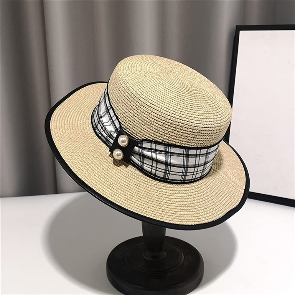 Cappelli Cappello da Pescatore Estivo Femminile Protezione Solare Cappello da Sole Cappello da Spiaggia Vacanza al Mare Cappelli di Paglia a Tesa Larga (Color : B, Size : Mcode) (D Mcode)