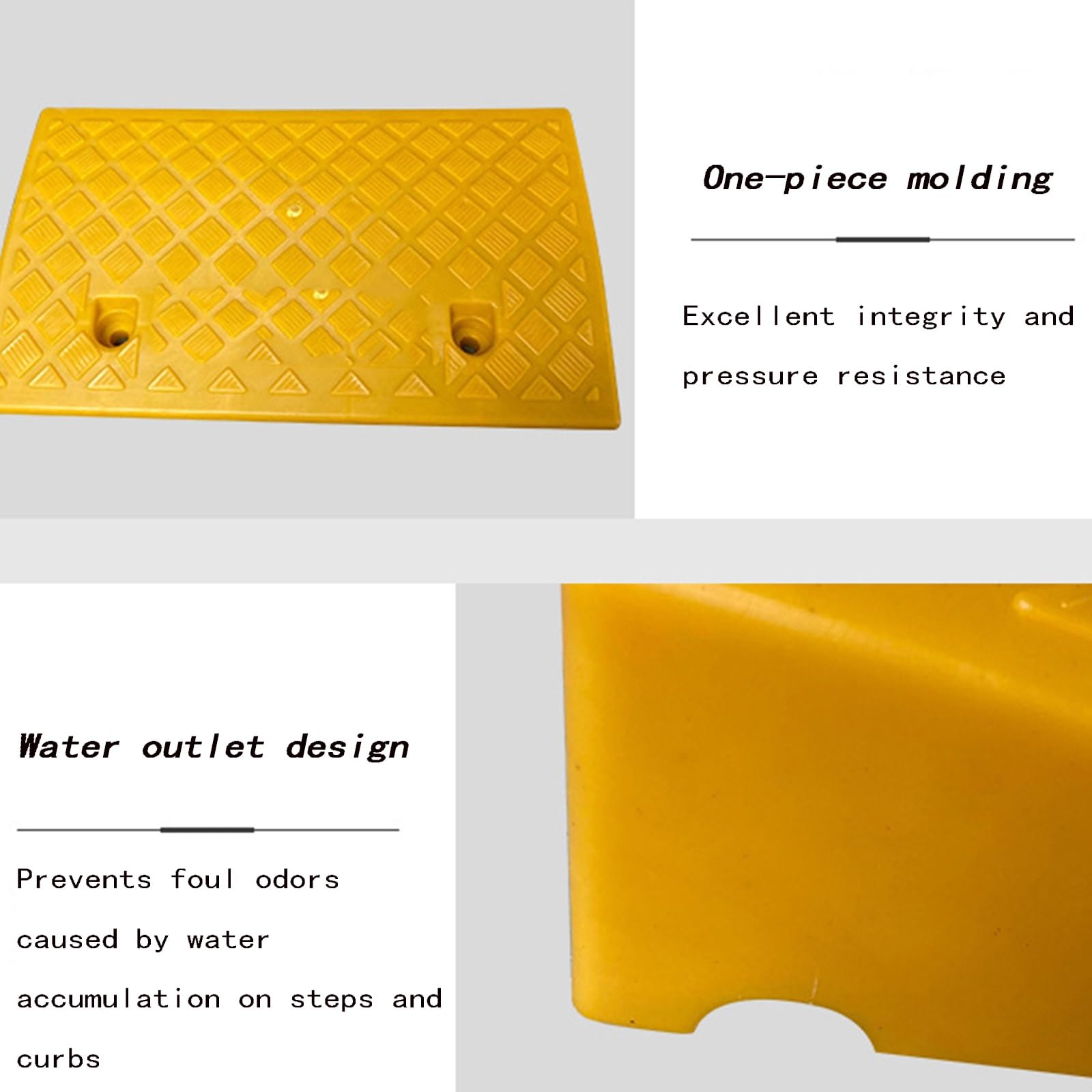 Rampas de acera, portátiles, Ligeras y de plástico con Ranuras hidrofóbicas for Scooters, sillas de Ruedas, Motocicletas y carritos.(Yellow,50 * 27 * 9cm)