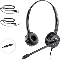 Vista 1 de VT Auriculares de Teléfono-Cabeza Micrófono Cancelación de Ruido QD - Auriculares de Centro de Llamadas de Desconexión Rápida con Cables RJ09