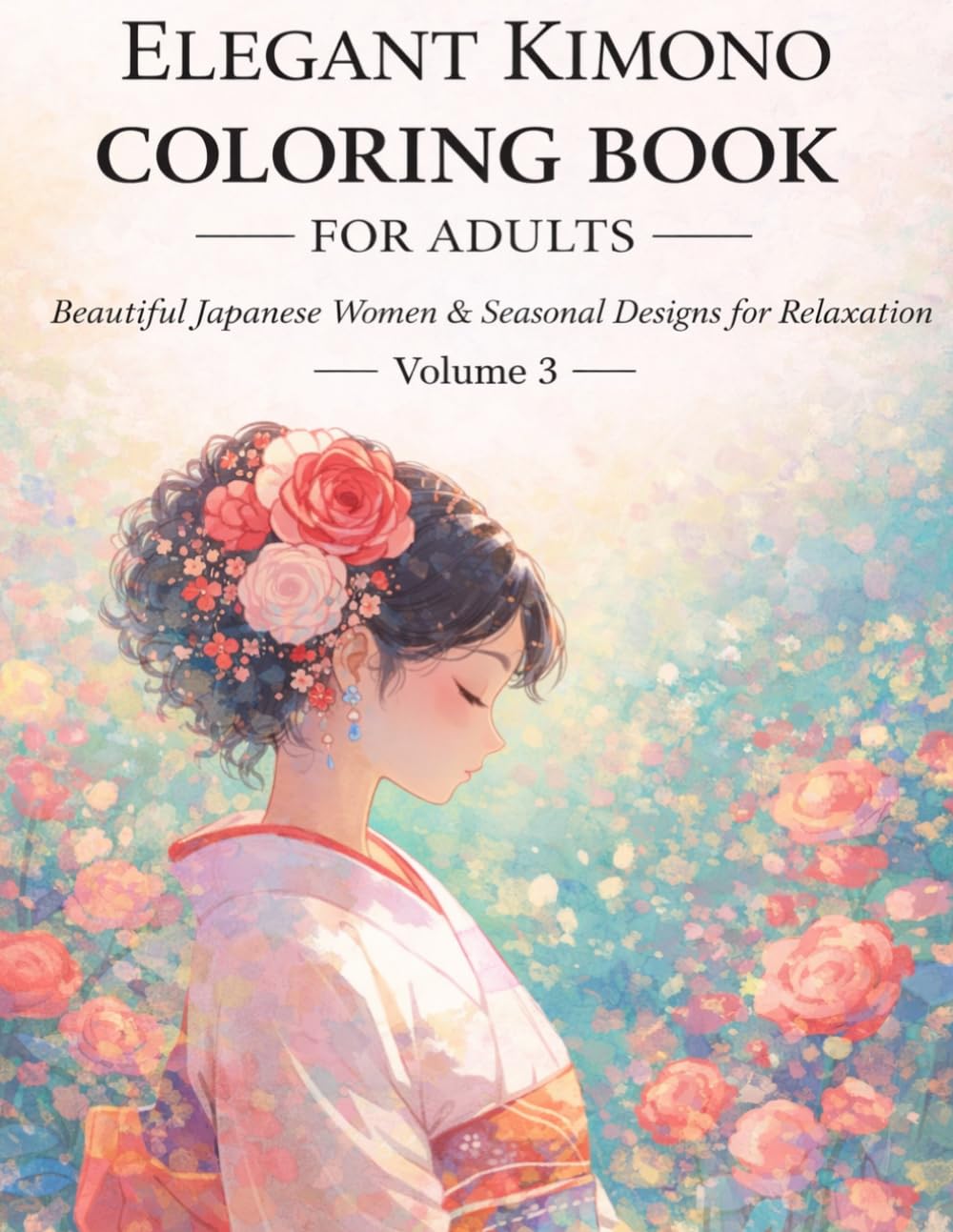 Elegant Kimono Coloring Book for Adult: Beautiful Japanese Woman & Seasonal Design for Relaxation