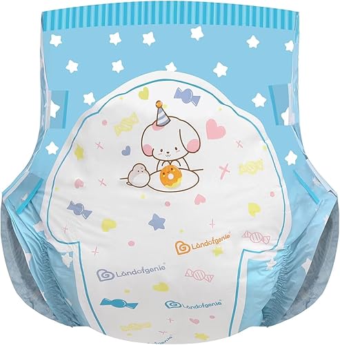 Miniatura 7 de Landofgenie Pañales para adultos, 2 piezas de pañales impresos para incontinencia durante la noche, pañales con pestañas (mediano 28-38 pulgadas)