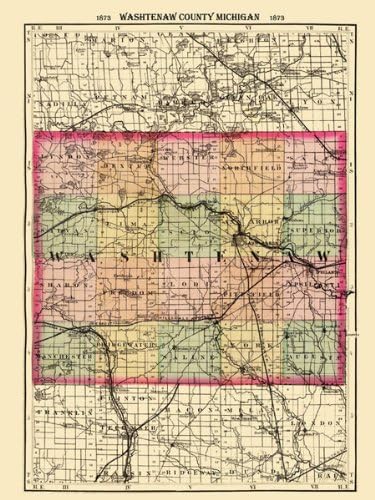 Amazon Com Washtenaw County Michigan Mi Ann Arbor Map 1873 Home Kitchen Map Of Washtenaw County Michigan
