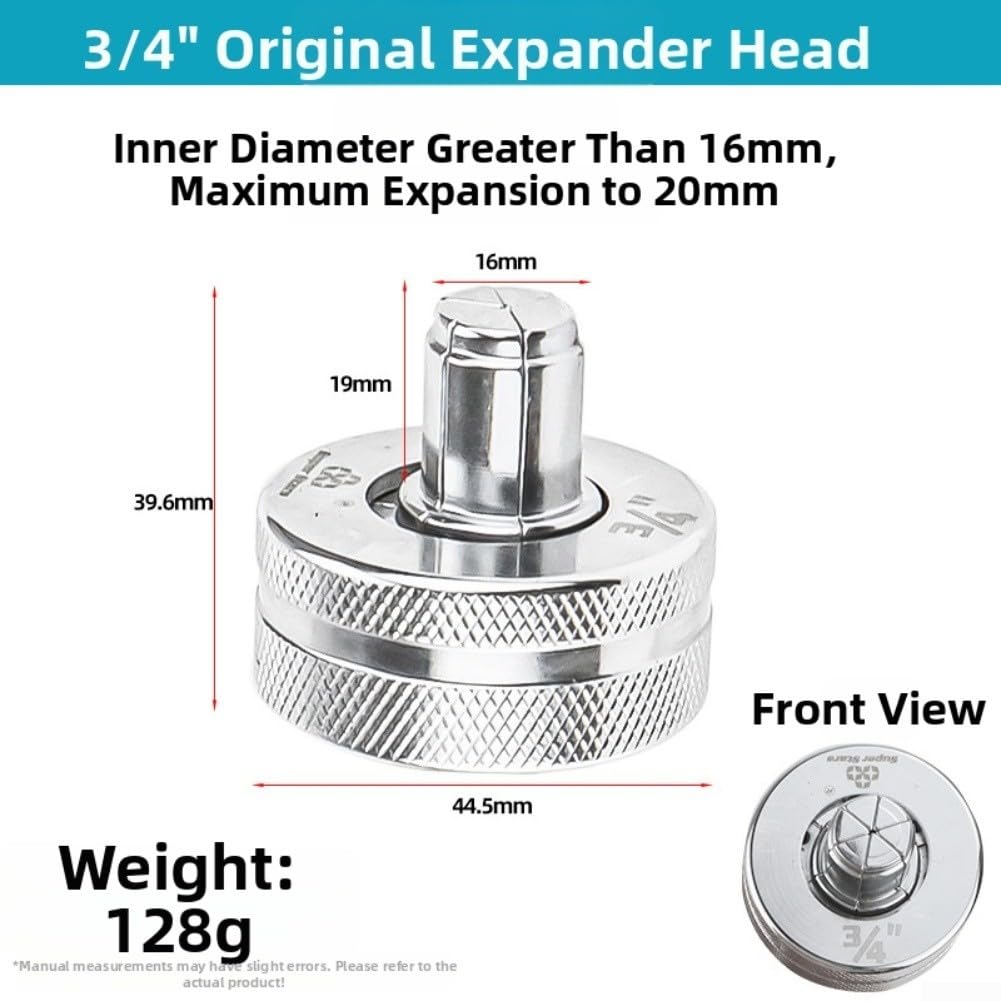 Cabezal expansor de tubo hidráulico neumático para tubería de cobre, portabrocas de cambio rápido, herramienta de refrigeración de aire acondicionado, plata, 1/4 a 3/4 pulgadas (3/4