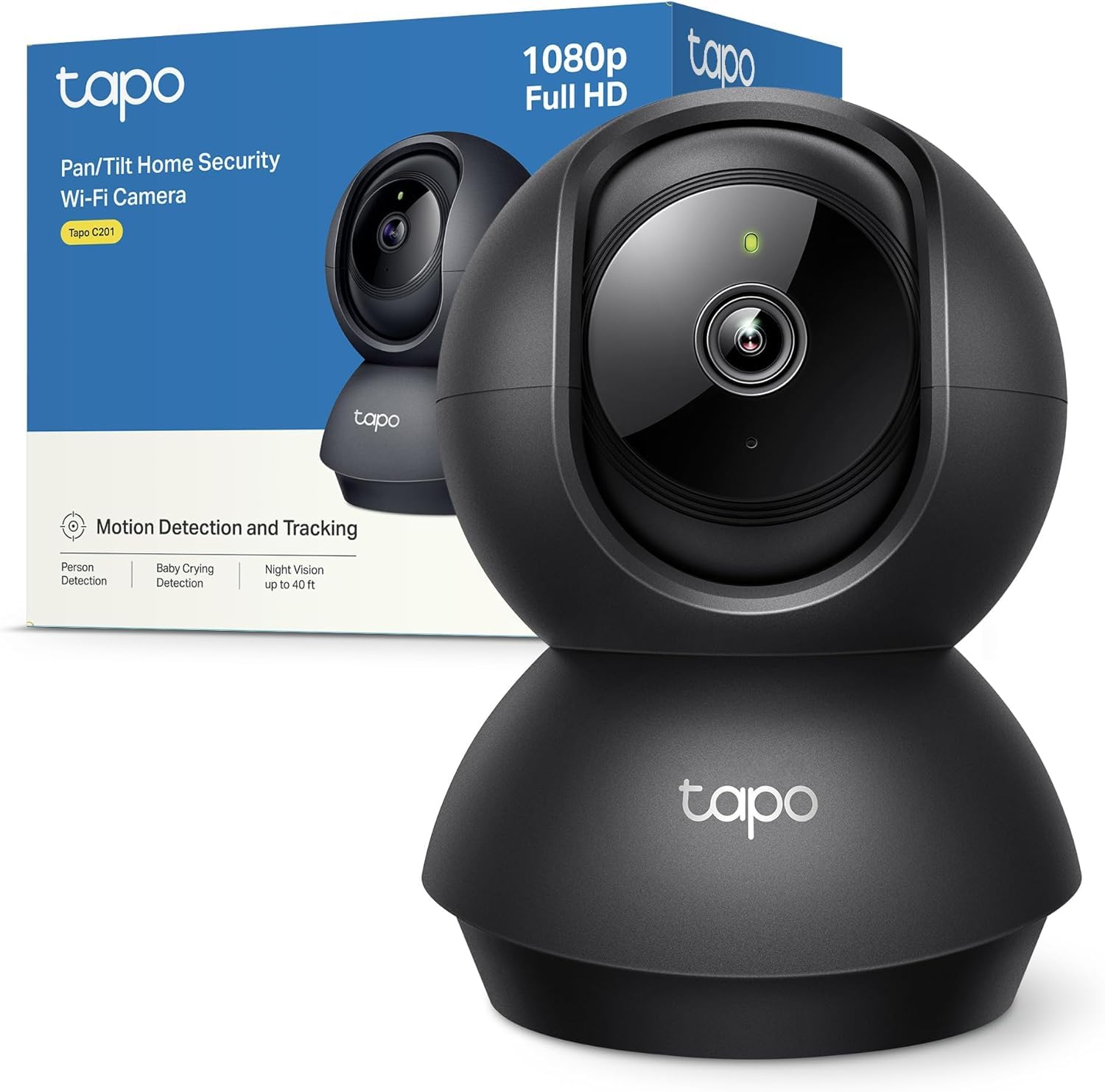 Tapo C201 - Cámara de Vigilancia Wi-​Fi Interior, 1080p Pan/​Tilt 360°, Detección de Movimiento, Visión Nocturna, Audio Bidireccional, Soporta microSD hasta 512 GB, Compatible Alexa/​Google