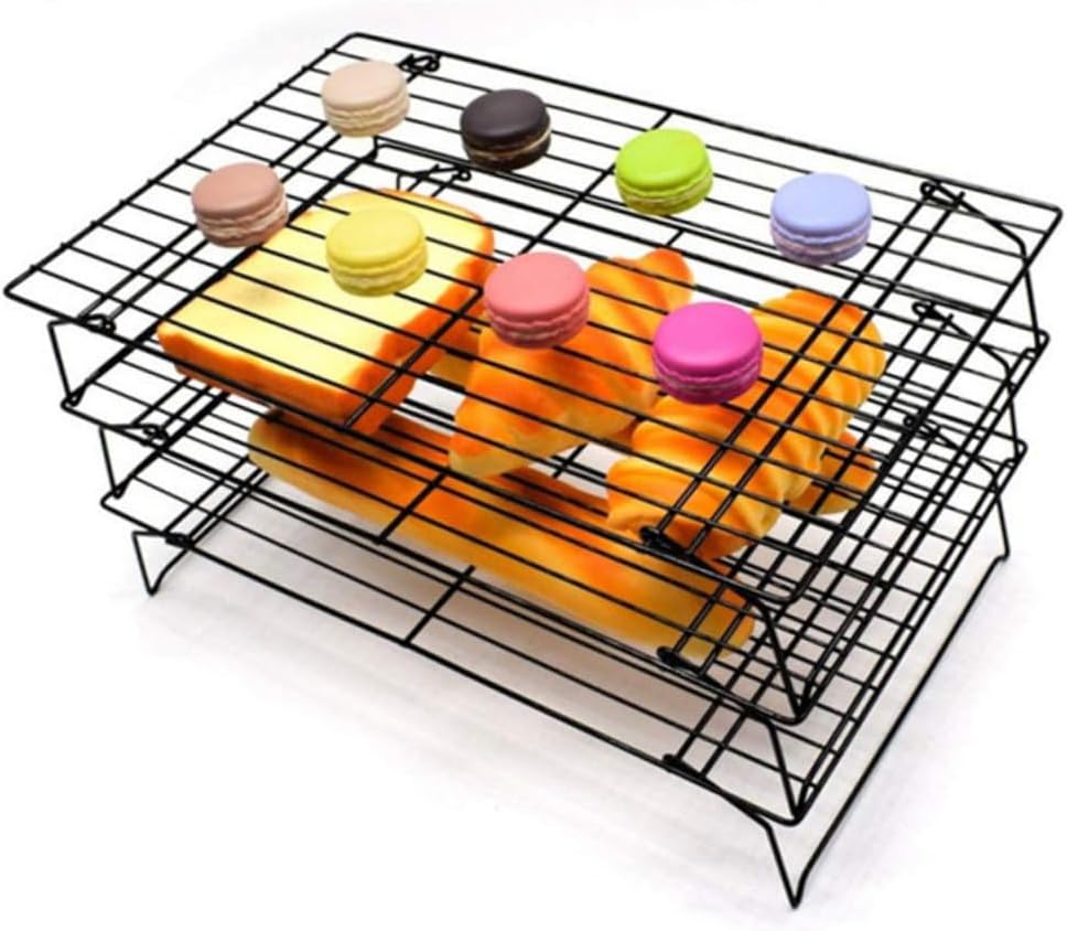 3pcs Carbon Steel Cooling Rack Set Multi-function Baking and Bbq Accessory Convenient Cookie and Bread Cooling Rack for Household Use Non-toxic and Design