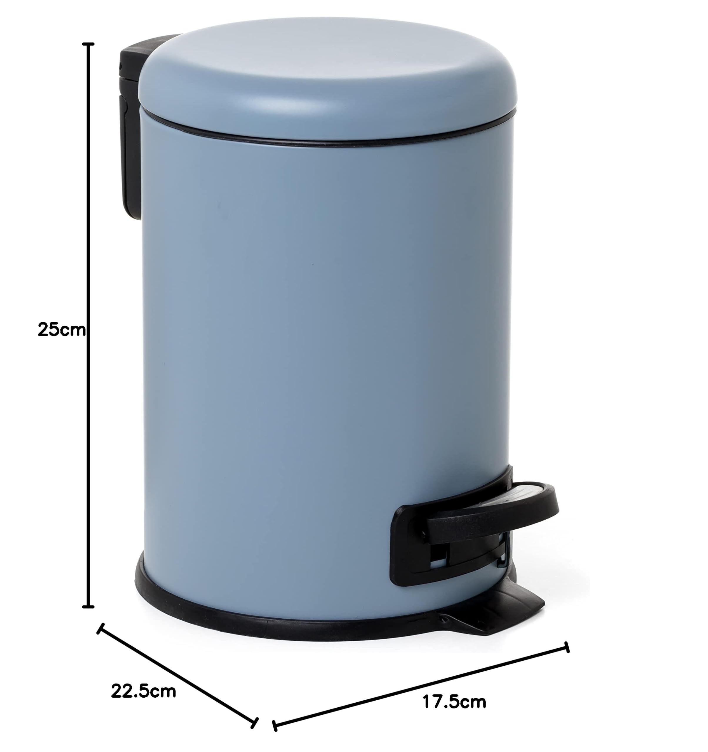 Tatay Papelera Baño Pedal 3L Nordic Azul 19x21,8x22,1 cm Cierre Amortiguado