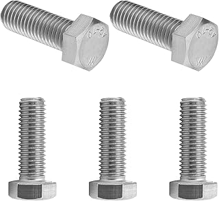 Bettomshin M12 Hex Bolt M12-1.75 x 35mm UNC Hex Head Screw Bolts 304 Stainless Steel Fully Threaded Hex Tap Bolts 5pcs
