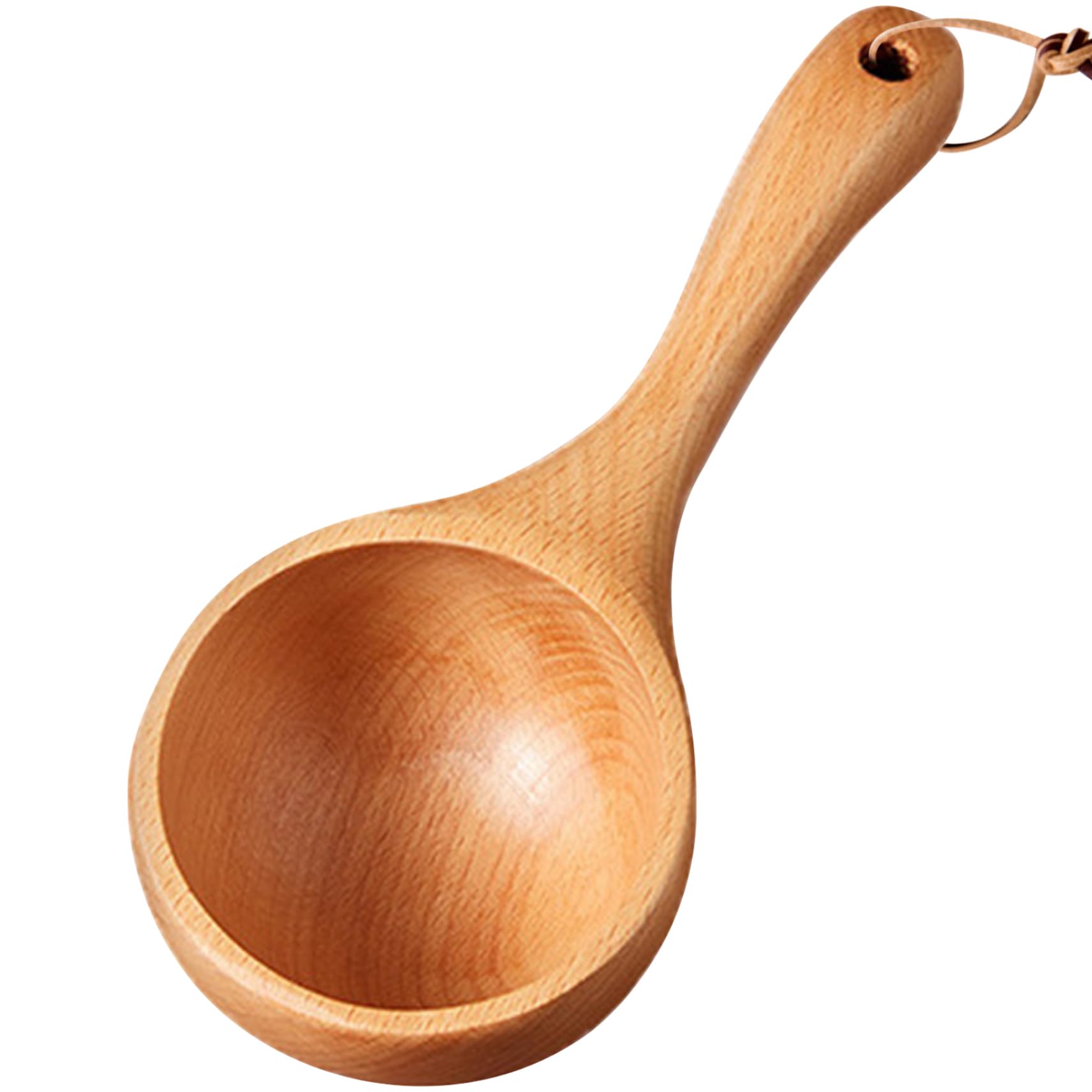 Wedhapy Wooden Scoop Wooden Ladle 8.5'' Scoops for Jars Soup Ladle Round Bath Salt Scoop with Ergonomical Handle Spoon for Serving Flour