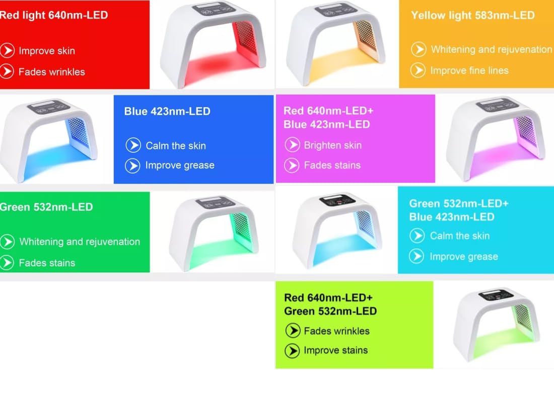 Máscara Facial Led De 7 Colores Se Suministra Con Gafas-7 Funciones Ajustables Máscara Facial Rejuvenecimiento Facial Rejuvenecimiento Facial