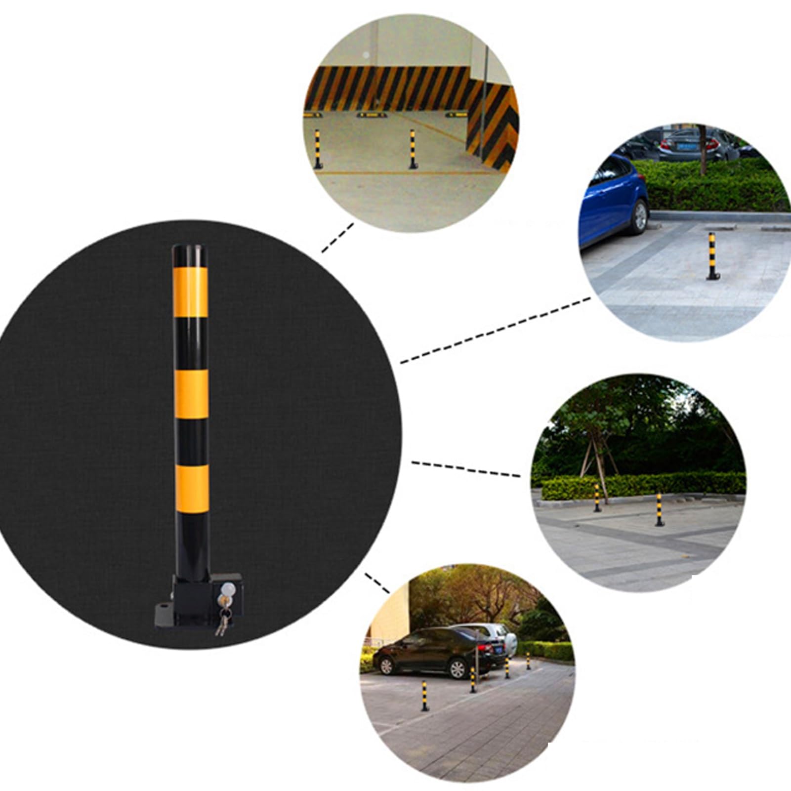Genérico Bolardo de Seguridad Vial, Poste de Acero con Bandas Reflectantes para estacionamiento, Barrera de Seguridad Duradera para Espacios de estacionamiento, Poste delimitador de tráfico (Rojo, 1