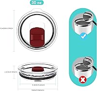 Vista 79 de Tapa con popote para vaso de 30 onzas, tapas de repuesto compatibles con YETI Rambler de 30 onzas, vaso con popote de 35 onzas, sin BPA e