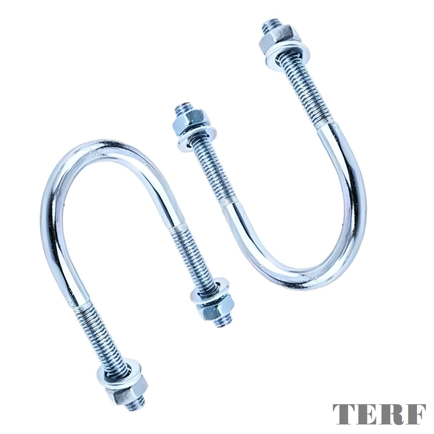 TERF® M10 X 76mm X 110mm Round U Bolts Steel U Bolt RodThread M10 (10mm) Inner Width 76mm and Length 110mm Round U Clamp Bolt with Nut and Flat Washer - Image 2