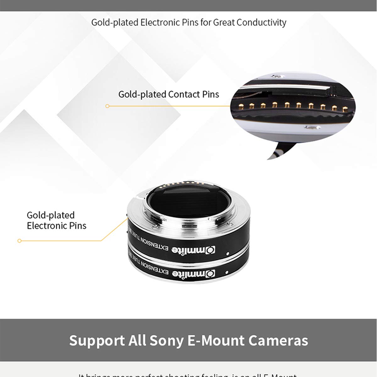 Commlite cm-MET-E Tubo di prolunga macro automatico 10 mm 16 mm per E-mount fotocamera supporto in lega di alluminio autofocus esposizione TTL