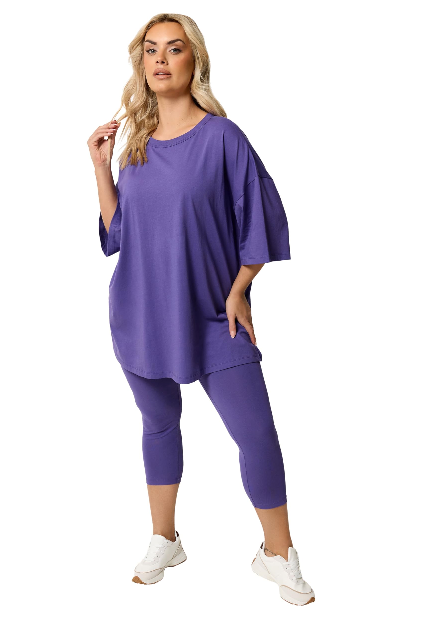 Yours Women's Purple Boxy T-Shirt In Size 26-28