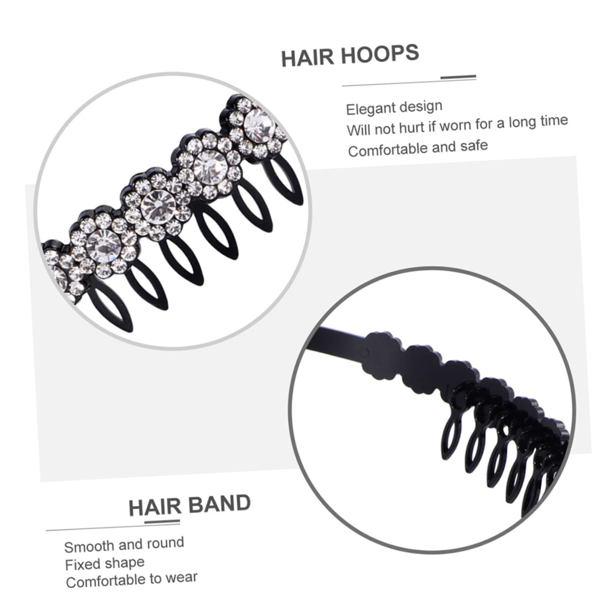 Healeved 8pièces Bandeau Anti-dérapant Avec Dents Rhinestones Pour Femmes Accessoires De Cheveux Pratiques Pour Maquillage Soins Du Visage Et Détente