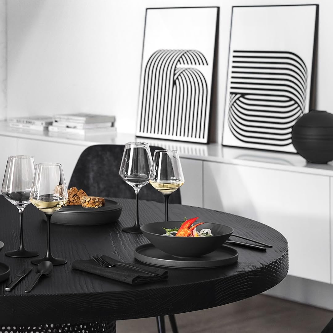 Villeroy & Boch - Manufacture Rock Assiette À Pâtes, 6 Assiettes, Porcelaine Premium, Résistant Au Lave-Vaisselle Et Au Four À Micro-Ondes, Noir