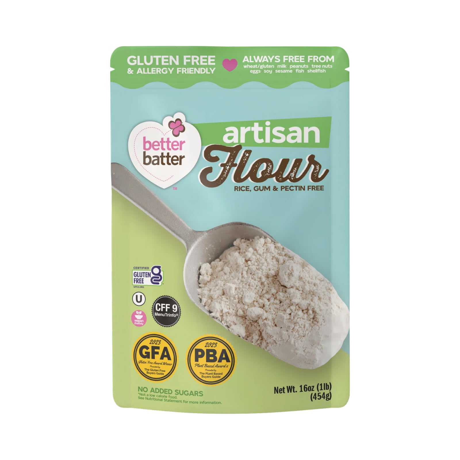 Better Batter Gluten Free Bread Flour Blend 1 lb - Non-GMO, Organic, Vegan, Allergen Free, Kosher, Top 9 Free From Wheat, Dairy, Soy, Nuts, Egg, Sesame Cup-for-Cup, Mix Breads & Everyday Yeast Baking