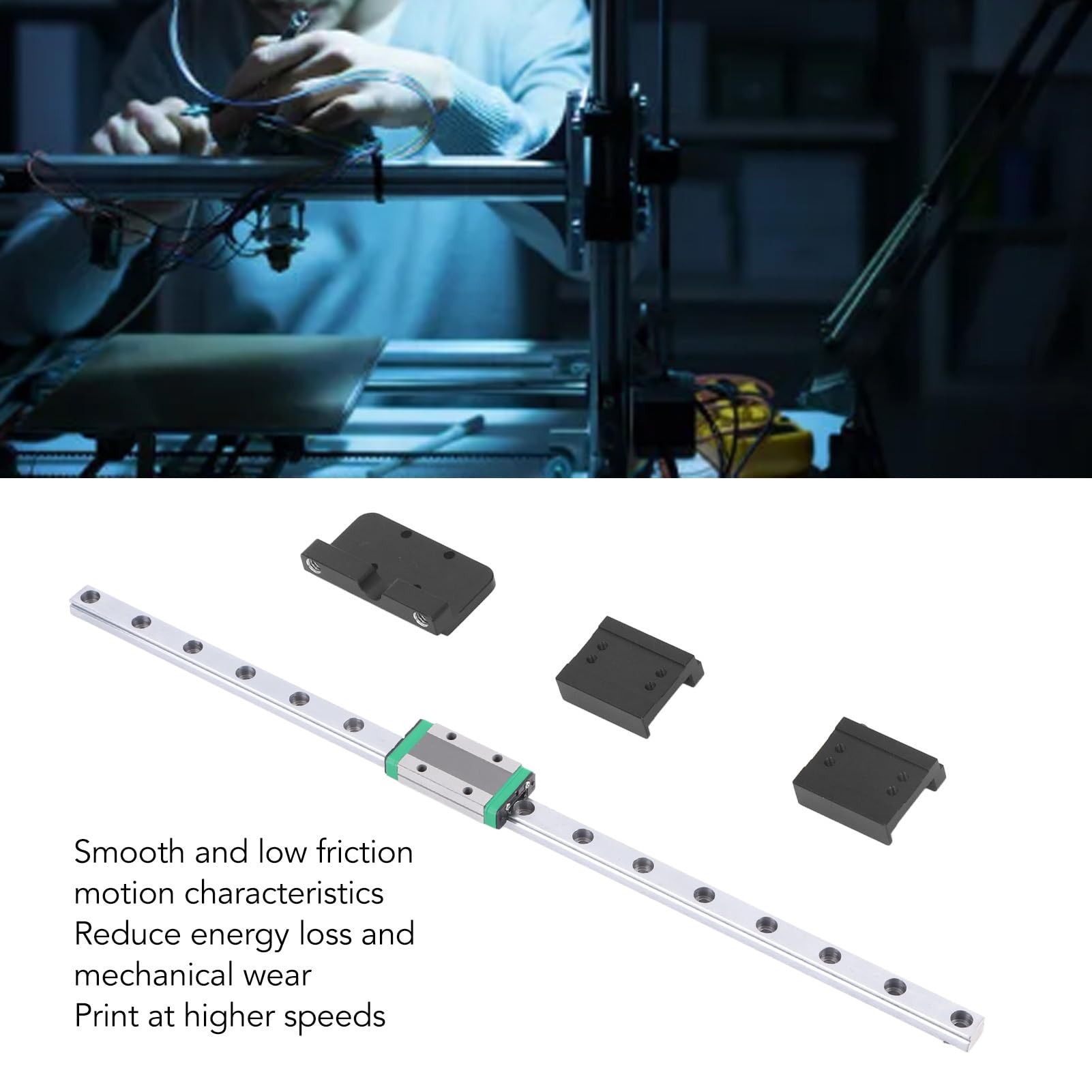 Kit de guidage linéaire pour axe X d'imprimante 3D, compatible avec l'Ender 3 et compatible avec l'impression haute vitesse.