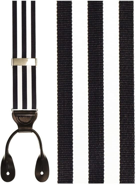 Navy and White Striped Suspenders