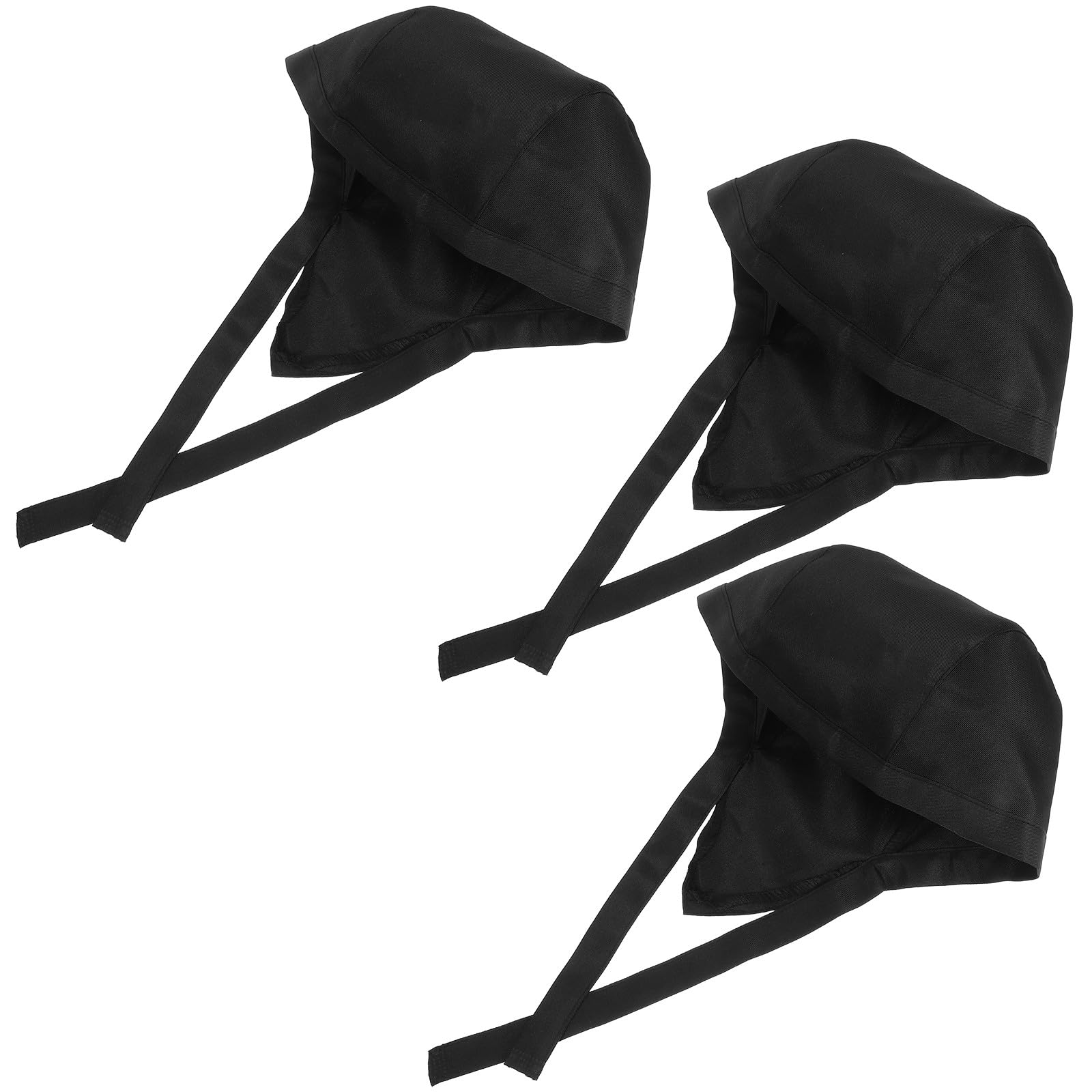 UKCOCO Sombreros de Trabajo de Cocina Negros para Chefs y Estudiantes, 3 Piezas de Tela Cómoda y Transpirable para Uso Diario y Profesional