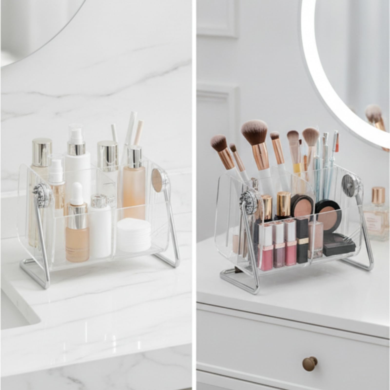 2 Piezas Organizador Acrílico Multifuncional Organizador Maquillaje Resisn para Tocador