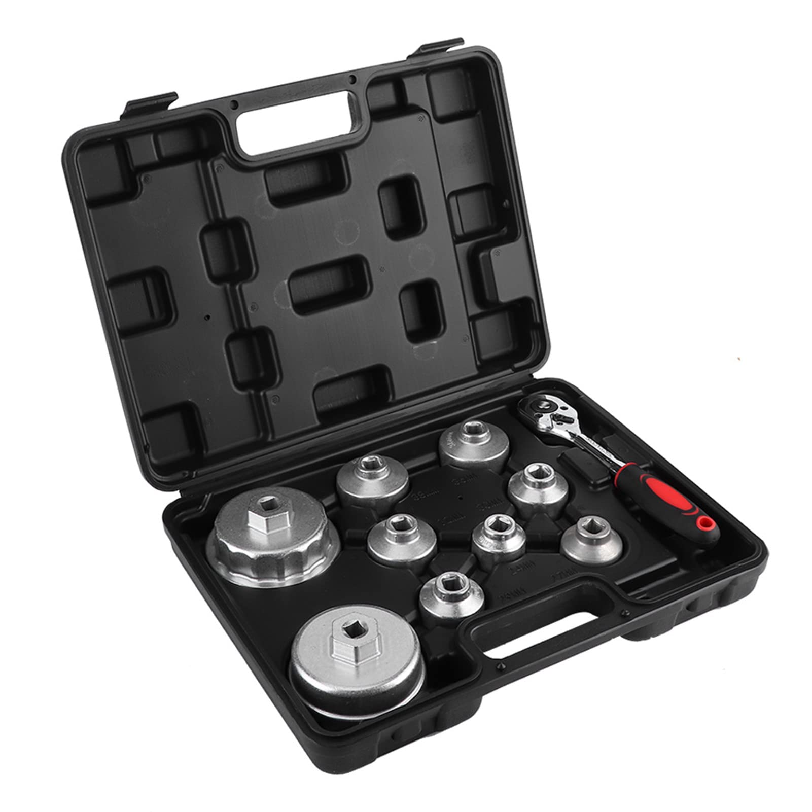 Aramox Set di Chiavi per Filtro Olio Al Cromo Vanadio, Set di 10 Chiavi per Filtro Olio, da 27 Mm a 38 Mm, Strumento di Rimozione a Tazza per Riparazione Auto e