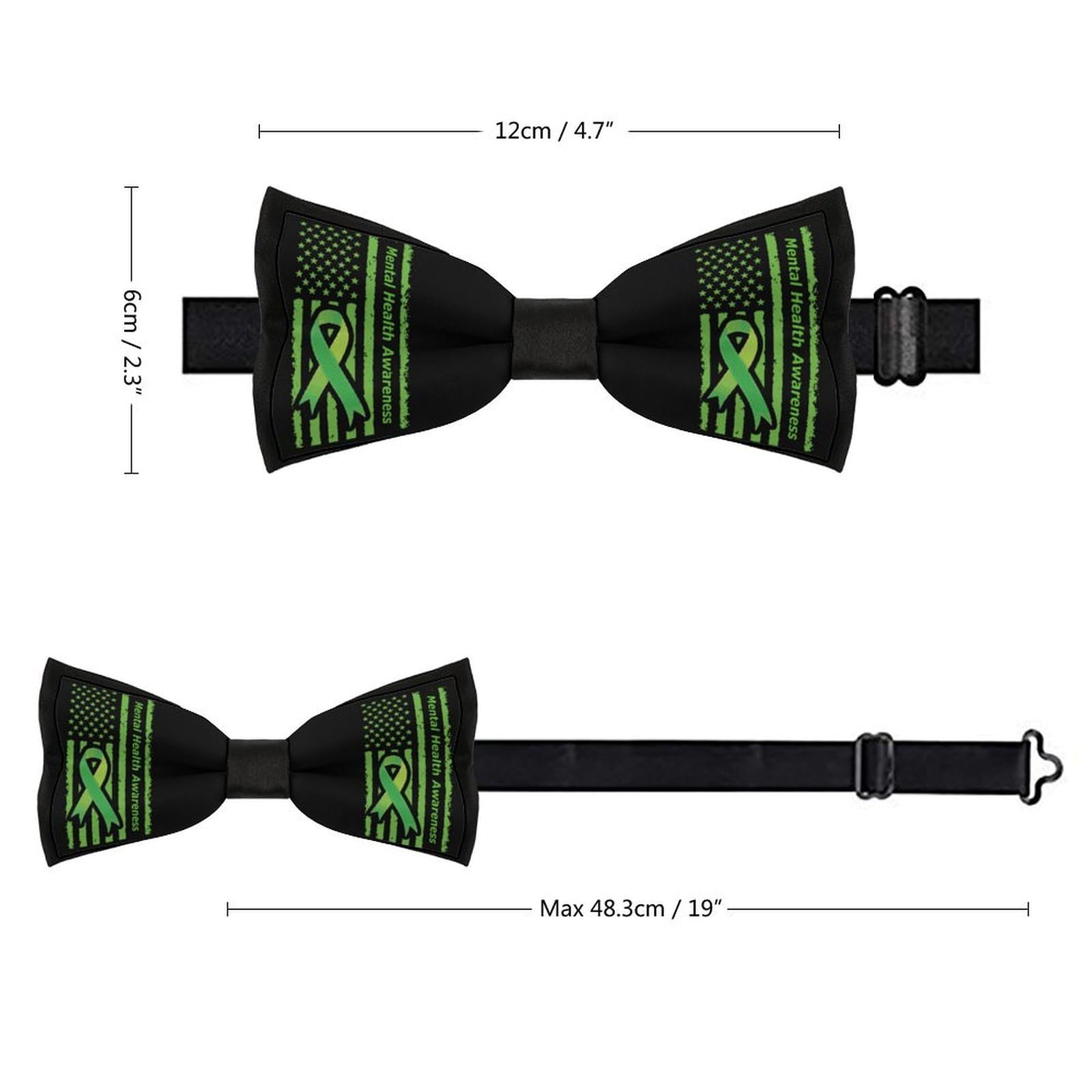GoasNei Mental Health Awareness Month 2022 Bow Tie for Men Adjustable Necktie Funny Tie Neck Ties for Weddings Party