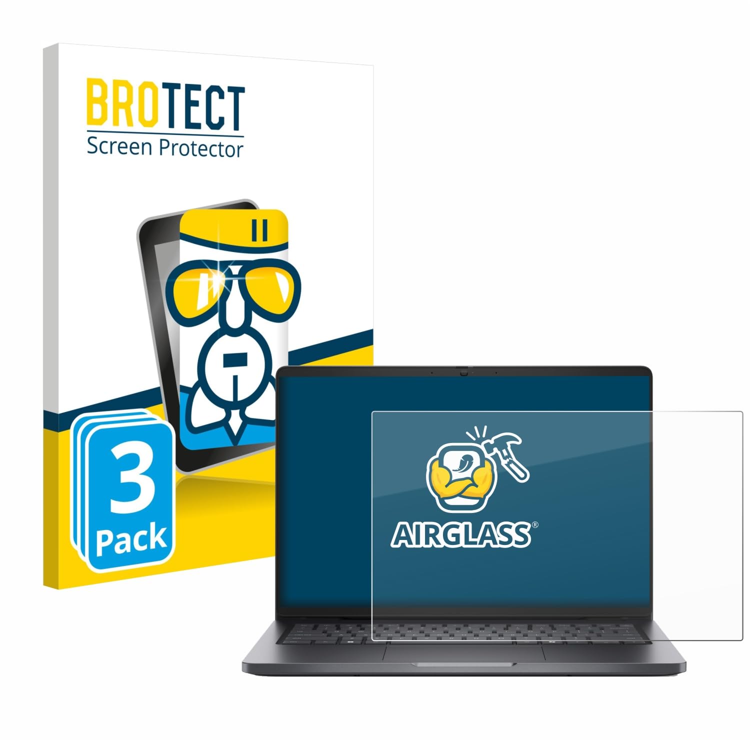 brotect 3 Pezzi Pellicola Vetro per Dell Pro 14 PC14250 | Chiara Protezione Schermo Made in Germany, Durezza 9H Anti-Graffio Glass Screen Protector